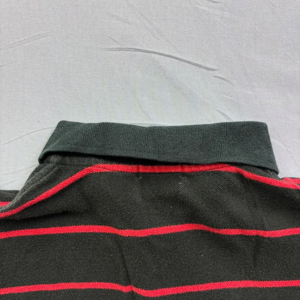Polo Ralph Lauren Kids XL 18-20 Black Red Striped Cotton Pique Polo Shirt Preppy